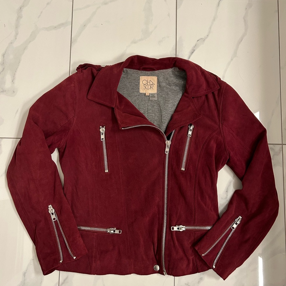 Like new red genuine suede jacket